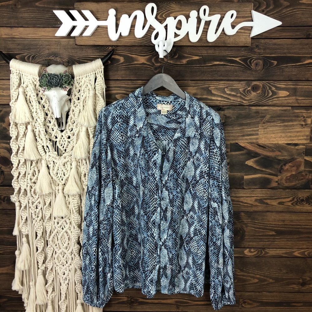 Band of Gypsies | Snakeskin Button Down Blouse Top